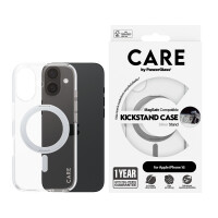 CARE iPhone16 Kickstand Case Silber MagSafe